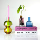 Axyaa Glass Flower Vase and Bud Vase Lemon Set, Green & Yellow, Blue & Pink