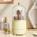 Axyaa 360 Rotating Clear Makeup Brush Holder with Lid and Dustproof Organizer