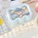Axyaa Kawaii Bento Box Set with Spoon and Fork - Microwave Safe Lunch Container