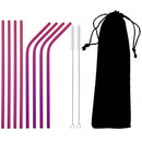 Axyaa Stainless Steel Straws Set with Cleaning Brush - Colorful, Reusable Metal Straws
