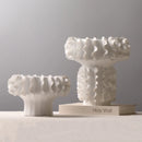 Axyaa White Pleated Petals Ceramic Vase - Handmade Flower Arrangement Home Decoration