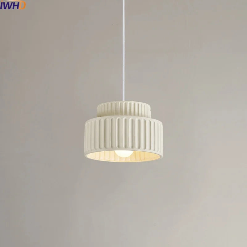 Axyaa Nordic LED Pendant Lamp Cream Resin Hanging Light Fixtures