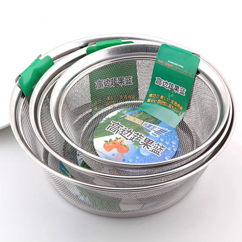 Axyaa Stainless Steel Kitchen Colander and Basket Tub for Cooking and Washing
