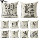Axyaa Bone Cartoon Cushion Cover - Halloween Themed Decorative Pillow Case