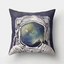 Axyaa Cartoon Star Astronaut Pillow Cover 45x45cm - Cute Moon Rocket Design.