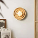 Axyaa Solid Wood Circular Wall Lamp Retro Light for Home Decor