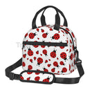 Axyaa Cartoon Ladybug Insulated Lunch Bag for Children Women School Work, Portable Bento Box