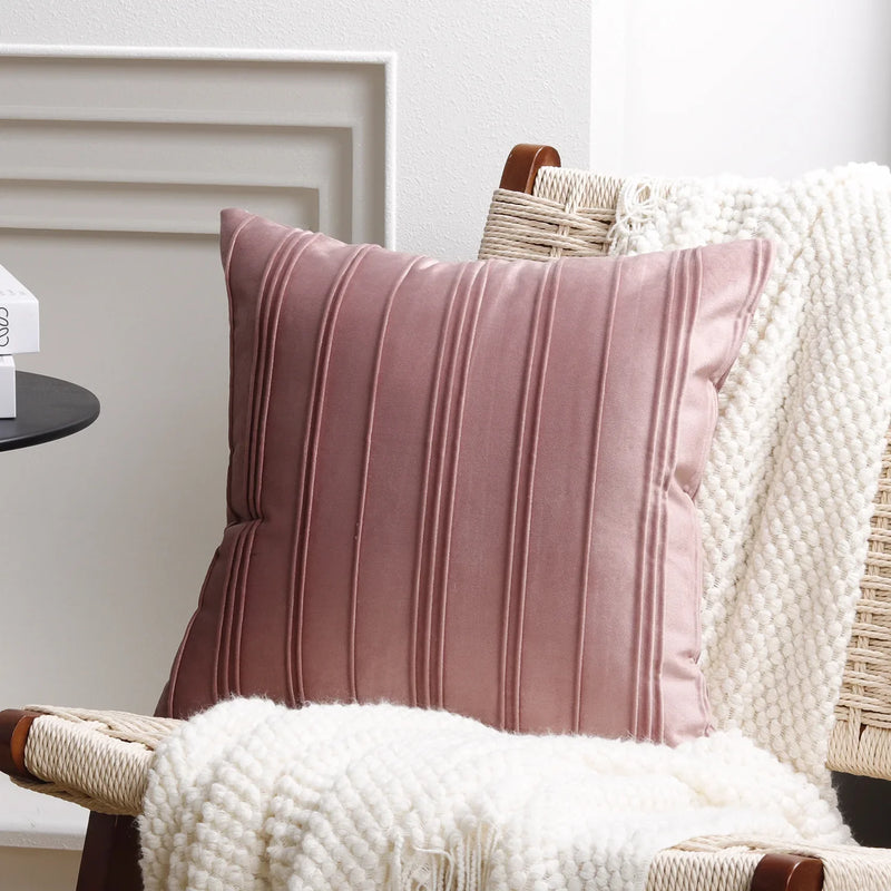 Axyaa Velvet Striped Cushion Cover | Stylish Home Decoration Pillow Cover