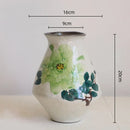 Axyaa Chinese Watercolor Graffiti Flower Vase | Handmade Retro Decorative Earthenware Jar