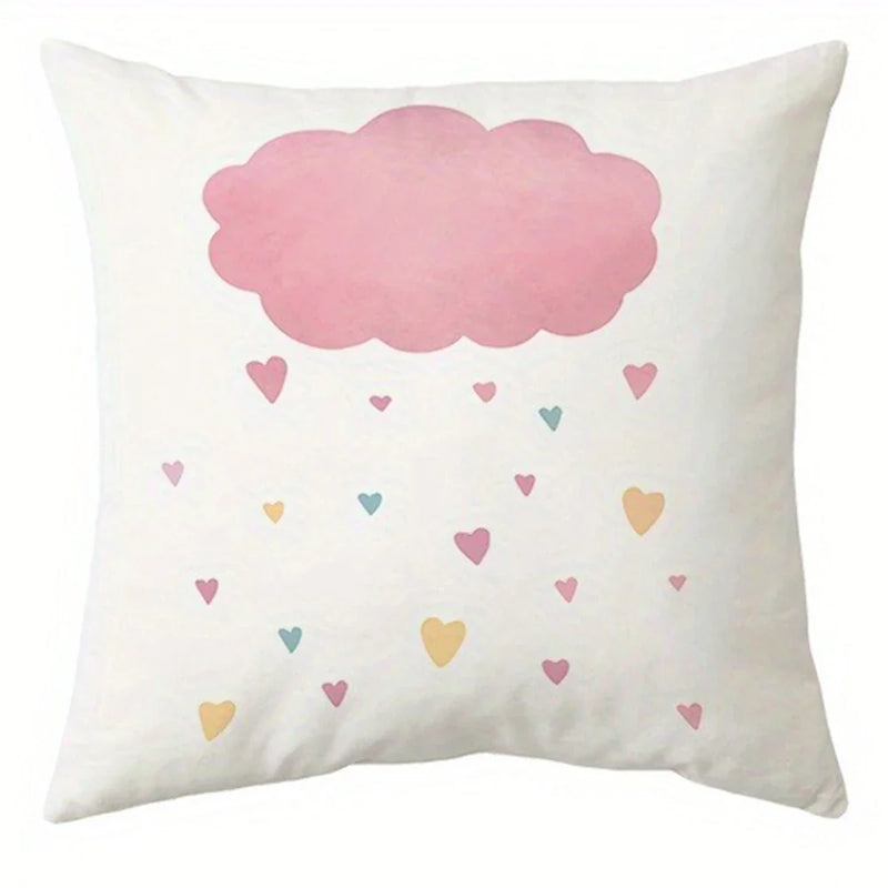 Axyaa Rainbow Star Sun Pattern Printed Pillow Cover for Living Room Sofa Home Decoration
