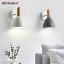 Axyaa Nordic LED Wall Lamp Iron Wood Sconces Indoor Bedroom Living Room Kitchen Decor