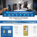 Axyaa Modern Ceiling Fan Light Remote Control E27 Bedroom Study Room Electric Fanlamp