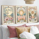Retro Celestial Flower & Plant Art Prints by Axyaa for Home & Office Décor