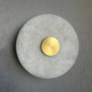 Axyaa Marble LED Wall Light: Modern Round Brass Sconce for Luxe Decor