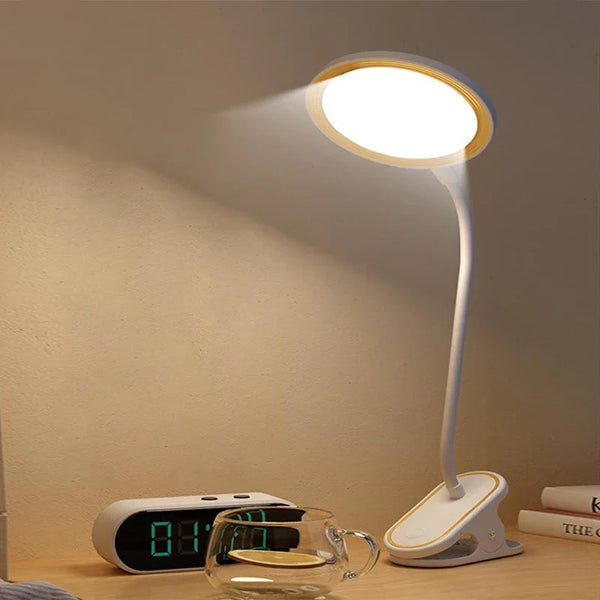 Axyaa Clip-On Desk Lamp: Rechargeable LED Touch Light, 3 Modes Dimming