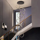 Axyaa Modern Round Ring Chandelier LED Loft Living Room Lighting Suspension Lamp