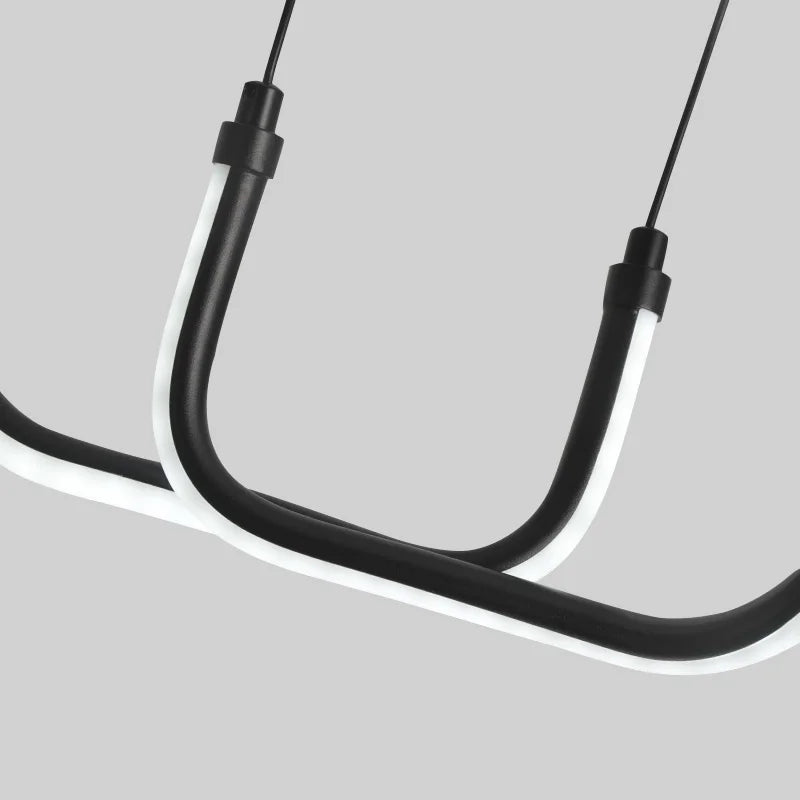 Axyaa Black LED Curved Chandelier for Dining Room, Kitchen, Living Room