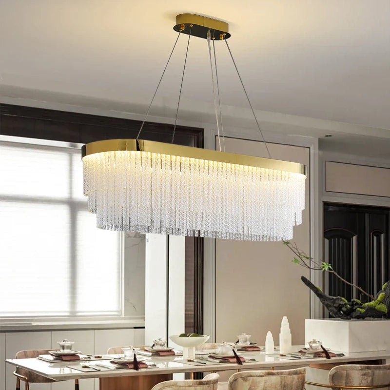 Axyaa Crystal Ceiling Chandelier: Modern Luxury LED Pendant Lights for Living Room Decor