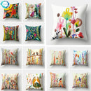 Axyaa Multicolor Bird Floral Landscape Polyester Throw Pillow Cover 45X45CM