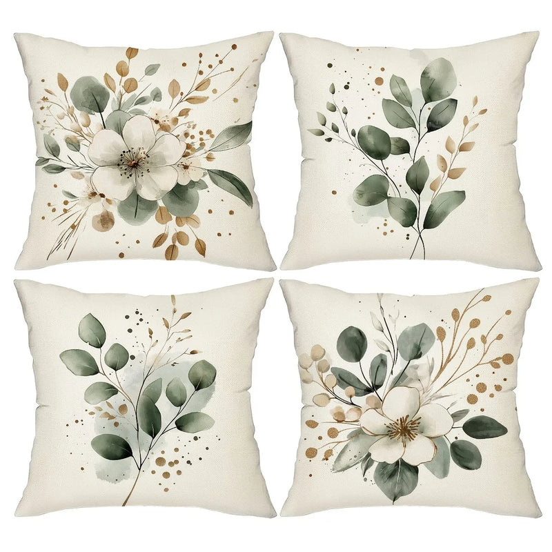 Axyaa Floral Leaf Pattern Pillowcase: Modern Minimalist Home Decor