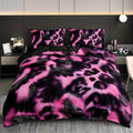 Axyaa Pink Leopard Abstract Print Duvet Cover Set for Soft and Comfortable Bedding