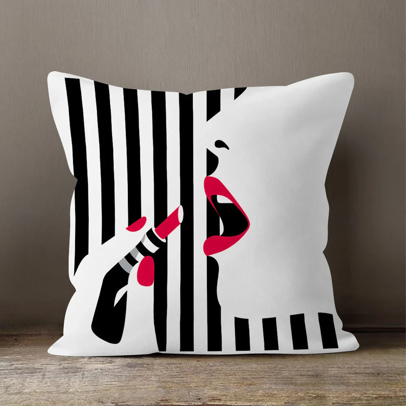 Axyaa Soft Velvet Beauty Pillowcase - Black & White Plush Cushion Cover