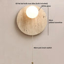 Axyaa Yellow Travertine Glass Ball LED Wall Sconce - Japan Style Luxury Bedroom Light