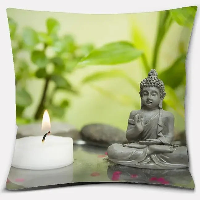 Buddha Zen Stone Flower Pillow Case for Home Office Decor Sofa Cushion Cover.