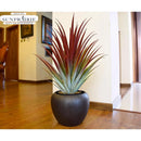 Axyaa Hyper Realistic Big Red Aloe Vera Plant 26" Tall in Matte Black Pot