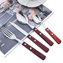 Axyaa 24-Piece Stainless Steel Wooden Handle Cutlery Set