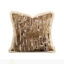 Axyaa Khaki Rice Coffee Wabi Sabi Fringe Sofa Pillow Cotton Linen Bed Cushion