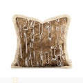 Axyaa Khaki Rice Coffee Linen Fringe Sofa Pillow Cushion