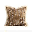 Axyaa Khaki Rice Coffee Linen Fringe Sofa Pillow Cushion