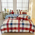 Axyaa Blue & White Grid 4-Piece Bed Sheet Set, Thickened Material
