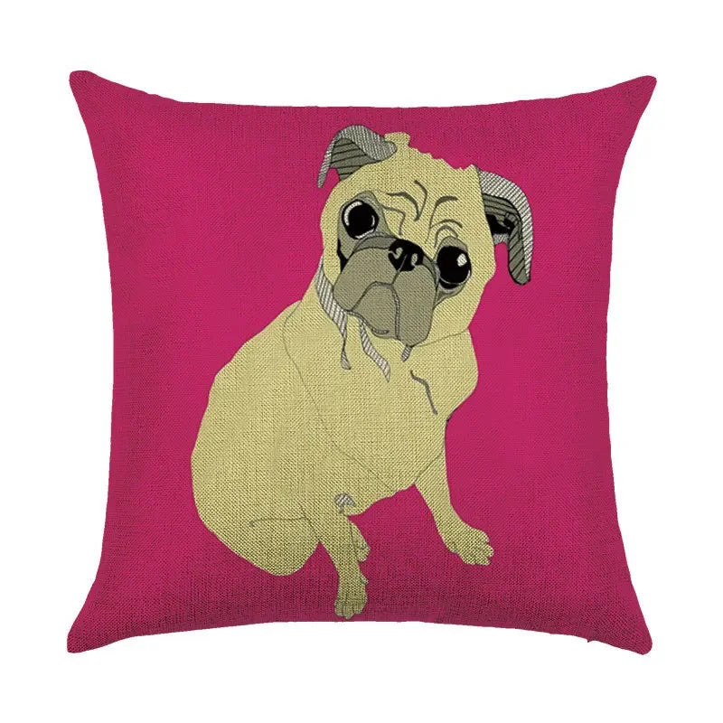 Axyaa Cartoon Dog Linen Pillowcase 45*45cm