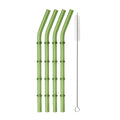 Axyaa 11Pcs Green Glass Straws Set with Brush - High Borosilicate Drinkware