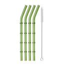 Axyaa 11Pcs Green Glass Straws Set with Brush - High Borosilicate Drinkware
