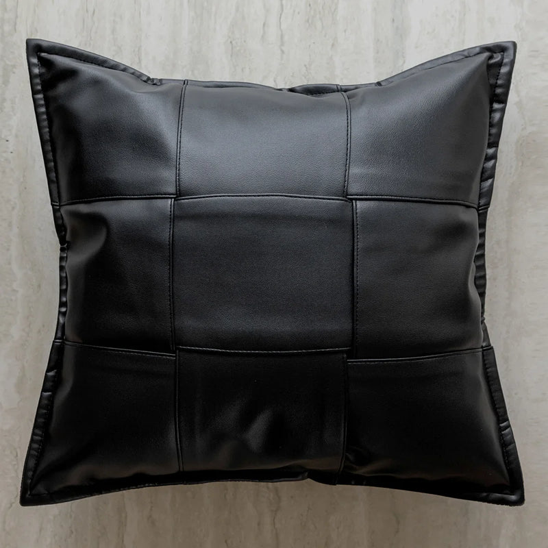 Axyaa Slub Woven Texture Pillow Cover in Black Brown for Living Room Sofa Bed