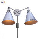 Axyaa Loft Plug-in LED Wall Lamps 2 Heads Silver Vintage Lighting