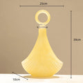 Axyaa Geometric Yellow Glass Vase with Cover for Home Decor
