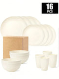 Axyaa Plastic Tableware Set for Home, Camping, Picnic - Reusable Bowl, Plate, Cup (4/16/20/24/32pcs)