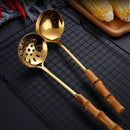 Axyaa Stainless Steel Colander Spoon with Wooden Handle