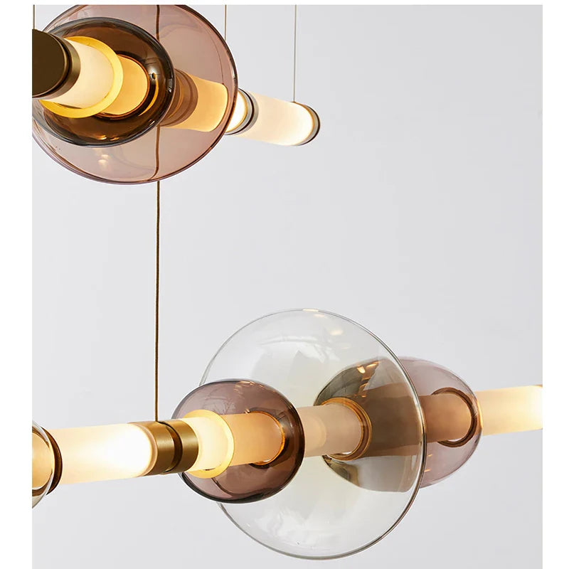 Axyaa Stained Glass Strip Pendant Light for Restaurant, Living Room, and Bar