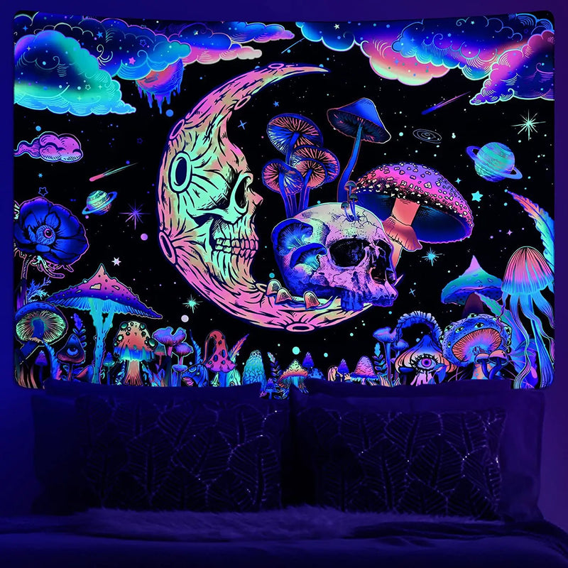 Axyaa Fluorescent Tapestry: Astronaut UV Wall Hanging for Independent Room Aesthetics