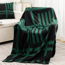Axyaa Deer Plush Geometric Knitted Jacquard Blanket - Soft & Cozy Office Nap Blanket