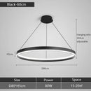 Axyaa Black Circle LED Chandelier Dimmable Pendant Light for Modern Home Decor