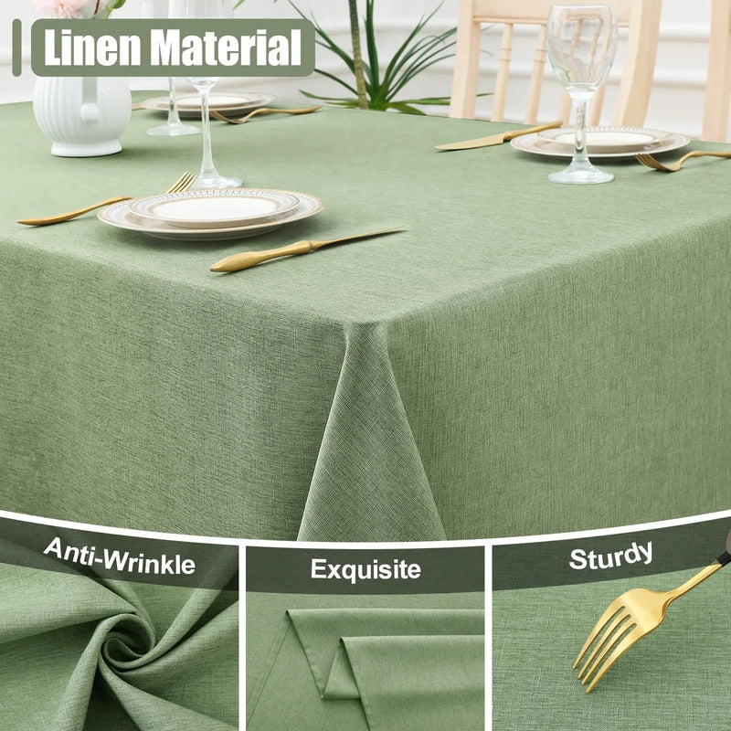 Axyaa Waterproof Faux Linen Tablecloth for Kitchen Dining, Rectangle Table Cover