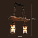 Axyaa Industrial Glass & Wood Chandelier - Retro Style for Restaurants, Bars & Coffee Shops
