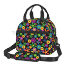 Axyaa Hippie Flower Insulated Lunch Bag with Adjustable Strap