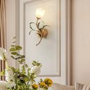 Axyaa White Pink Flower Wall Light - French Rural Leaf Bedside Lamp